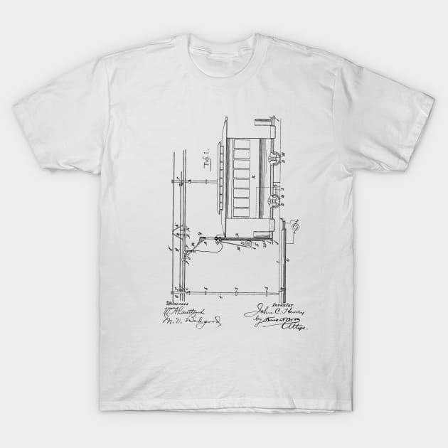 Electric Railway System Vintage Patent Hand Drawing T-Shirt by TheYoungDesigns